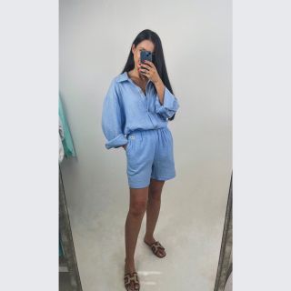 Najväčšia záchrana v týchto horúčavách - ľan a mušelín 🥵🔥 #muslin #muslinset #summeroutfit #summerset #shirtandshorts...